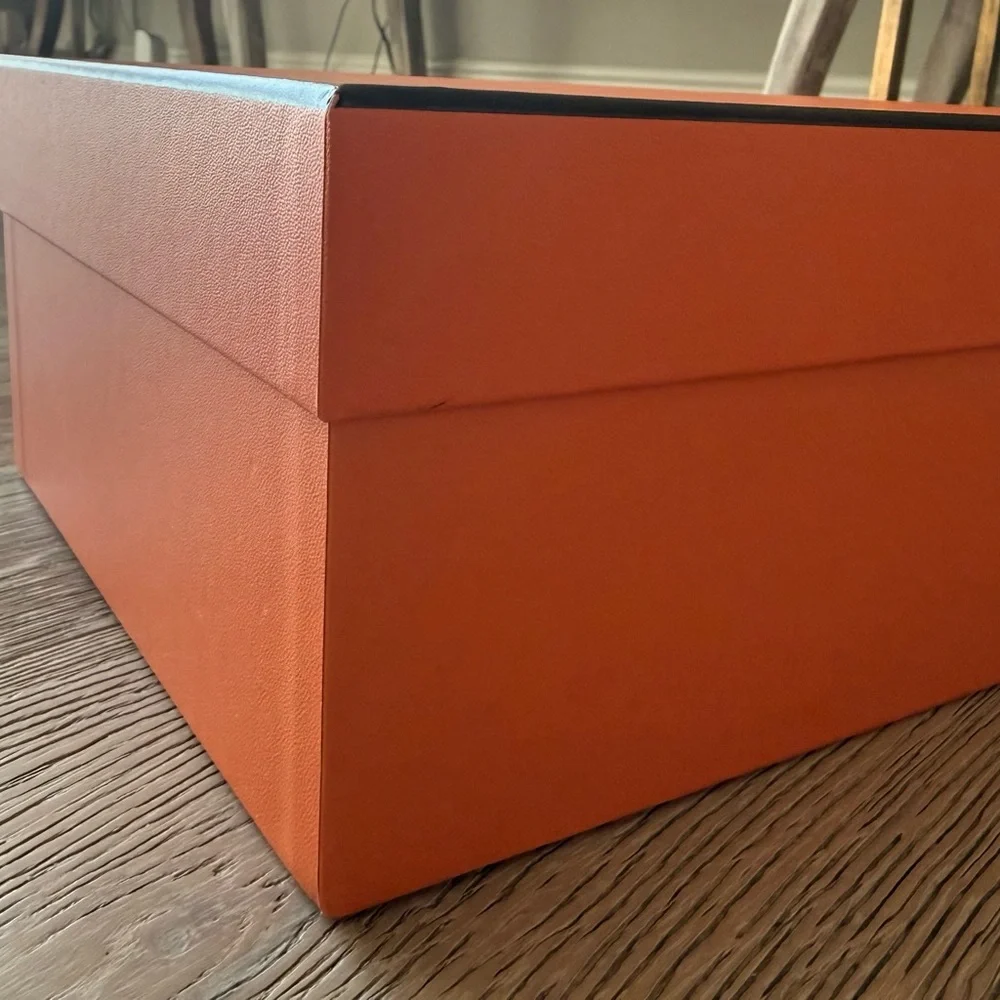 Hermes Orange Storage Box with Tissue Paper pillow & Ribbon size 12.2 x 9 x 4.7